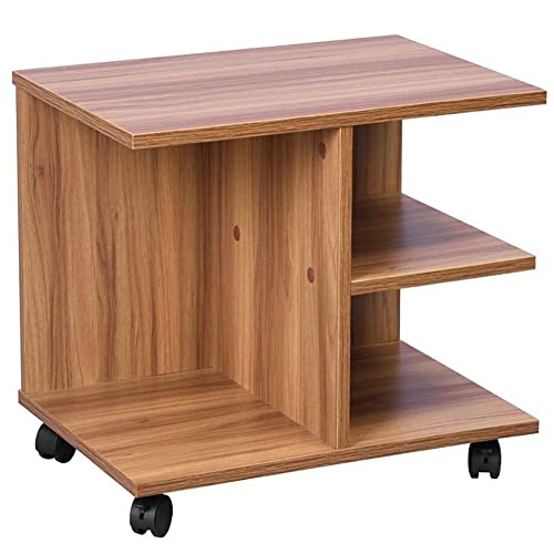 BAKAJI Table de Salon Multifonction avec roulettes en Bois mélaminé, pour café, canapé, Meuble de télé, Porte-revues, Table de Nuit (Noyer)