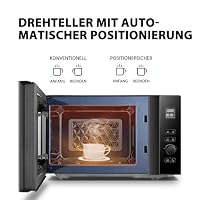 Toshiba MV-AM20T(BK) Mikrowelle/Solo-Mikrowelle/ 20 L/ 800 W/ 5 Leistungsstufen/ 12 Automatikprogramme/Emaille Innenraum/einfach zu reinigen/Auftaufunktion/Glasdrehteller (24,5 cm) /Schwarz – Ansicht 5