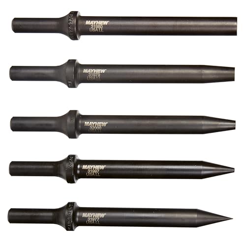 Image of Mayhew Tools 32022 Pneumatic Taper Punch Set, Black Oxide Finish, 5-Piece