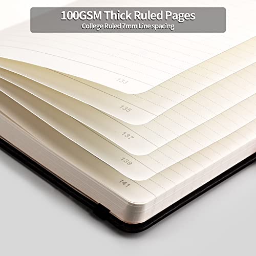 Hiukooka College Ruled Journal Notebook, A5 Hardcover Large Journal, 320 Pages Thick Journal, Leather Journal For School, Office, Women, Men Note Takings, 5.75'' X 8.38'' - Gray Blue #TOP2