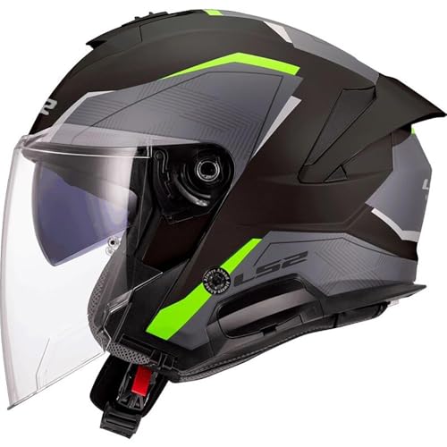 LS2, Jet-Motorradhelm VERSO II AIR Black H-V Yellow, L