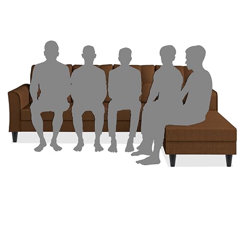 Image of Adorn India Maddox Tufted L Shape 6 Seater Sofa Set RHS (Brown) (3 Year Warranty)