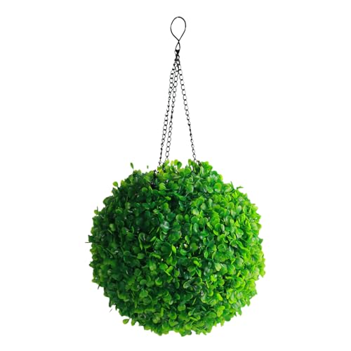 Artificial Topiary Ball – Faux Boxwood Decorative Sphere with LED Sensor | Battery-Powered Outdoor Garden Decoration for Balcony, Wedding, Backyard, and Home, Rechargeable Plant Orb