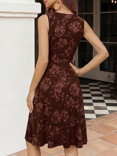 Image of OURIN Women's Spring Deep V Neck Sleeveless Floral Sundresses with Pockets Flowy Summer Dresses for Women