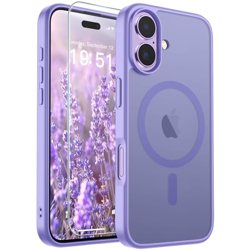 Image of SUPFINE Magnetic for iPhone 17 Case (Compatible with MagSafe)(Military Grade Drop Protection) Translucent Matte Shockproof with Anti-Fingerprint Phone Cover 2025,Purple