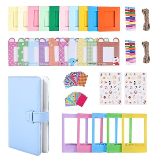 Paquete de accesorios para cámara instantánea compatible con Fujifilm Instax Mini 9 8 11 12 70 90 Cámara incluye mini álbum de fotos, marcos de película, marcos de pared, pegatinas de borde (azul) | Ya disponible en tu tienda friki favorita! En mundofriki.es!