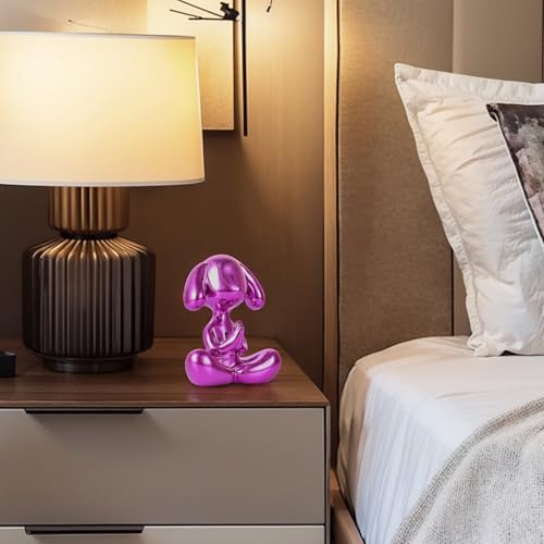 Estatua de Perro Globo en Pose de Meditación Morada miniatura 5
