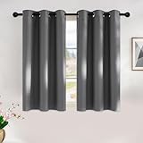 NICETOWN Grey Blackout Curtain Panels for Bedroom, Thermal Insulated Grommet Top Blackout Draperies and Drapes (2 Panels,W42 x L45 -Inch,Grey)