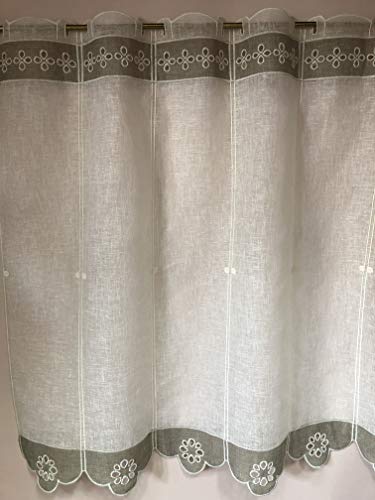 Rideaux, voilage, brise-bise écru cantonnière beige broderie Richelieu (L 15 X H 60 cm)