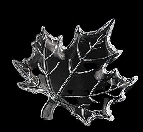 Image of CRIYALE Crystal Glass Fruit Plate Leaf Shape Glass Plate Bowl Dish Maple Leaf Shape Serving Tray Large Transparent Home Decoration Living Room- Pack of 1, 300 ml