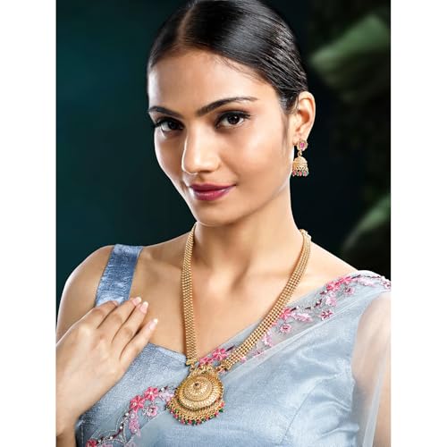 Image of Peora Gold Plated Bridal Jewellery Set with Kamarband Gift for Women Indian Traditional Ethnic Wedding