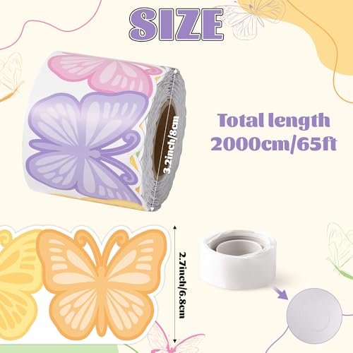 Image of BeYumi Pastel Butterfly Border Trim - 65ft Back to School Colorful Butterfly Rolled Border Trim Summer Pastel Butterflies Die-Cut Bulletin Board Set School Classroom Chalkboard Party Springtime Decor