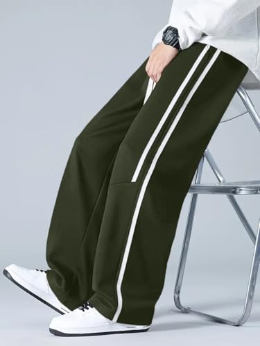 Image of GRECIILOOKS Korean Style Track Pants for Men - Loose Fit Lycra Cargo Joggers | Trendy Gym & Streetwear Bottoms with Utility Pockets (Available in Plus Size)