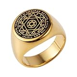 HZMAN Talisman Seal Solomon Six-Pointed Star 12 Constellation Rings Stainless Steel Band for Men Women
