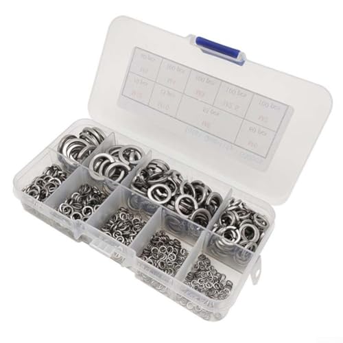 Lot de 600 rondelles à ressort en acier inoxydable 304 M2-M12, rondelles de verrouillage fendues ouvertes pour connexions de boulons anti-desserrage dans les machines et le matériel
