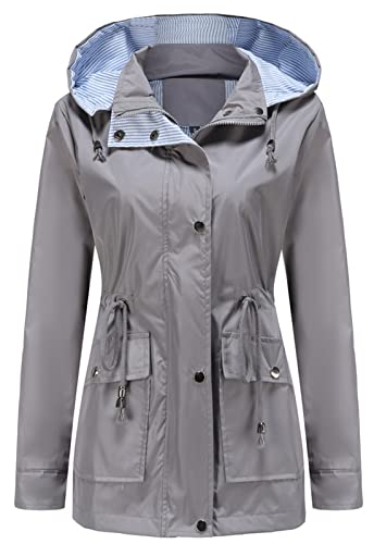 Insun Casaco feminino leve à prova de vento à prova de vento, jaqueta de chuva com capuz removível c