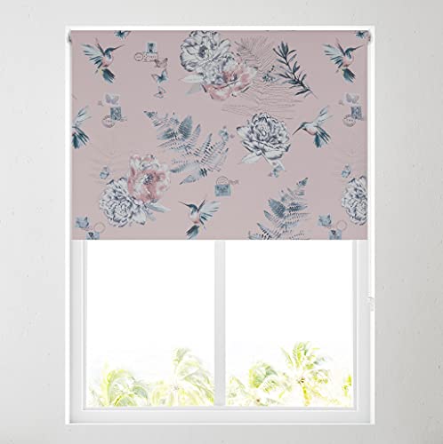 Floral Hummingbird Blush Thermal Blackout Roller Blind Free Cut To Size (2ft (61cm))