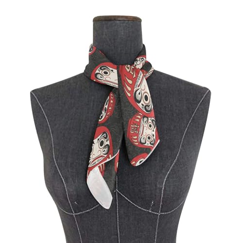 Square Scarf Japanese Daruma Print Silk Feeling Bandanas Head Scarfs Hair Wraping Neckerchief for Women 23.6 Inch3