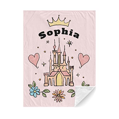 Seamaid Personalized Baby Blankets for Girls Custom with Name Girl Gifts Items Newborn Essentials New Born Blanket - Princess Castle 60x80in