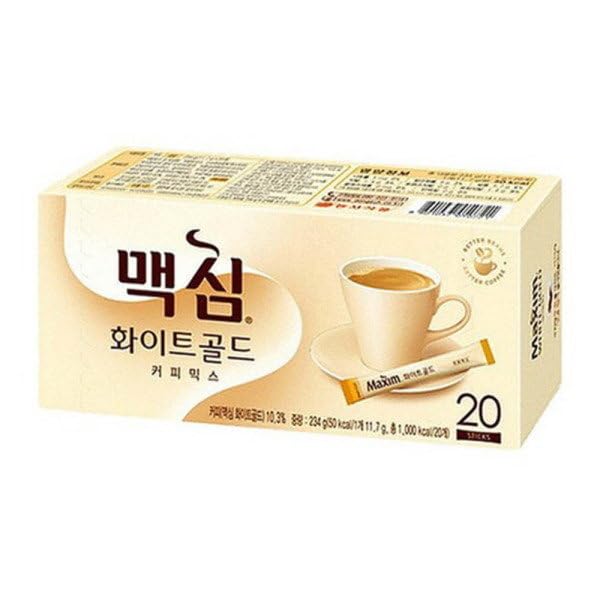 BC233 Korean Coffee Maxim Premium Instant Flavored Coffee Mix Sticks (20 Sticks, White Gold) image 2