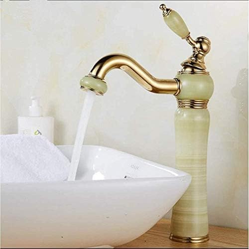 Robinet de lavabo en laiton et jade doré pour salle de bain chic