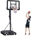 FAHKNS Portable Basketball Hoop Outdoor, Adjustable Height 4.8-10FT Basketball Goal with Heavy-Duty Steel Frame & Wheels, 44 Inch Backboard Basketball System for Driveway, Backyard