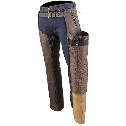 Image of Milwaukee Leather Men's Thermal Lined Premium Leather Motorcycle Bikers Riders Chaps