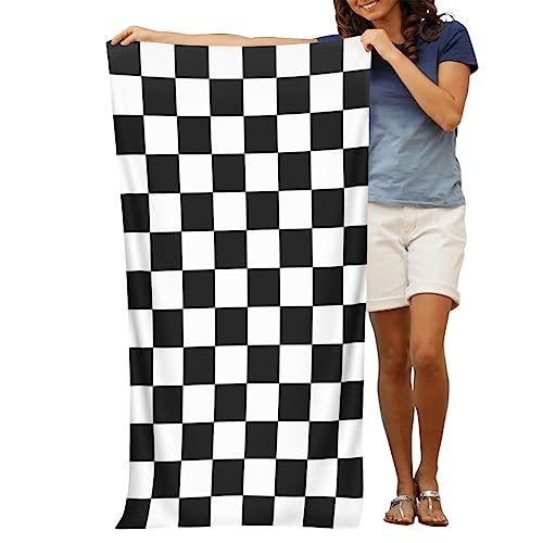 Voohddy Black And White Checkered Beach Towel Large Soft Absorbent Microfiber Quick Dry Oversized Bath Towels For Bathroom Women Men Pool Camping Travel Swimming Picnic Sports thumb #8