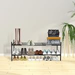 Shoe Rack, 45.6" Expandable Shoes Storage Metal Shoe Shelf Stand 2-Tier Stackable Boot Organizer for Closet, Entryway, Garage, Bedroom, Door Entrance, Black