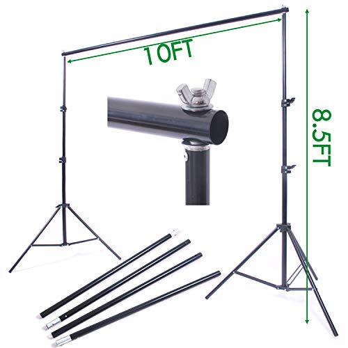 NiuBea Studio 10Ft Adjustable Background Stand Backdrop Support System for Photo Video
