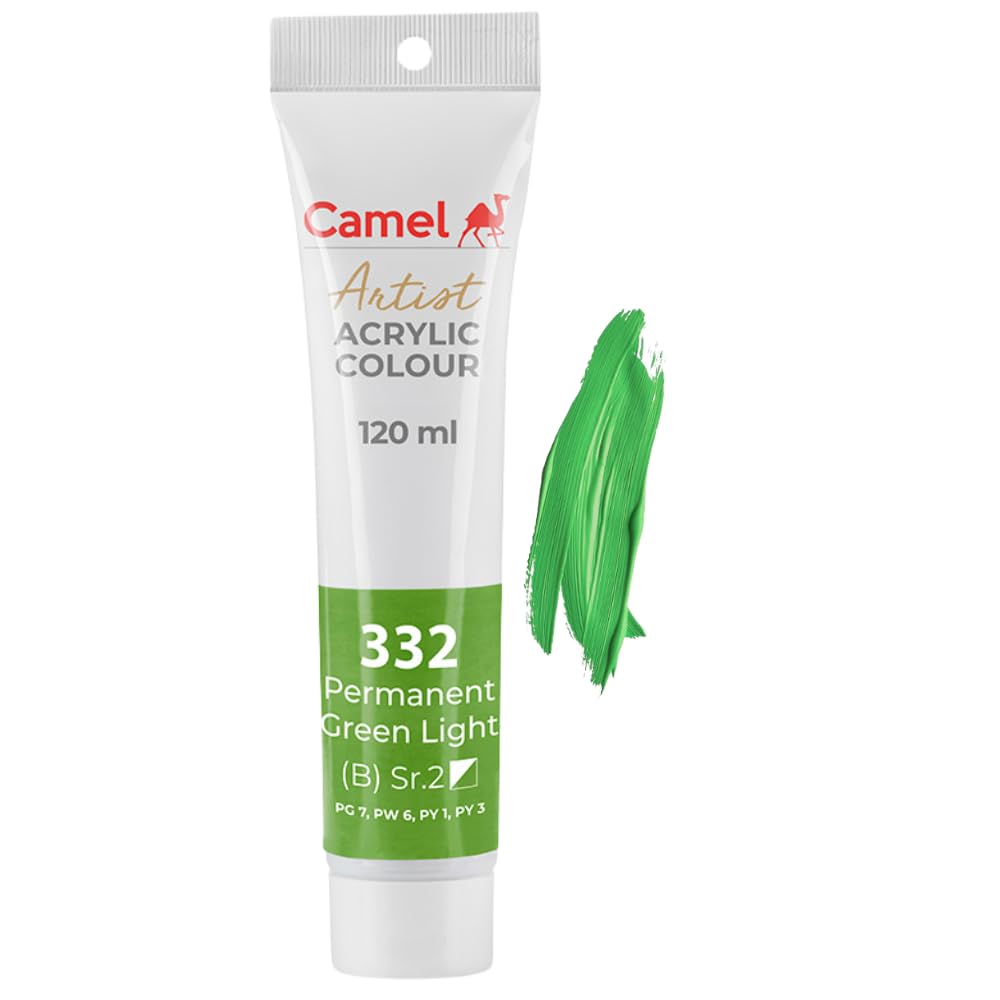 Camlin Kokuyo Artist Acrylic Colour Tubes 120ml Permanent Green Light 332-picture-30