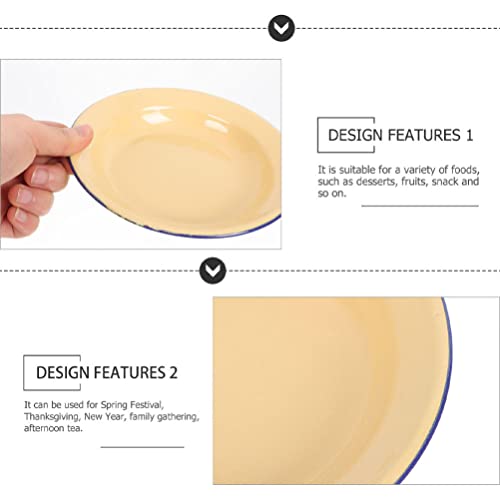Healeved Retro Enamel Plates Enamelware Dinner Plates Pack Of 4 Enamel Plates 6.29 Inch Flat Edges Fruit Serving Plate Enamel Food Tray Shallow Plates Snacks Serving Plates Enamel Plate #TOP3