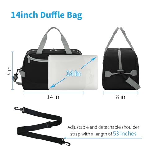 Image of Apenze Small Gym Bag 14 inch lightweight Carry On Mini Duffel Bag with D-Ring for Travel Sport - Black