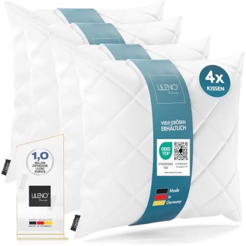 LILENO HOME 4er Set Kissenfüllung 50 x 50 cm - 95°C waschbares Innenkissen | geeignet für Allergiker - Polyester Kisseninlet als Couchkissen, Sofa Kissen, Cocktailkissen und Kopfki