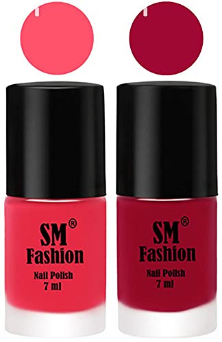 Image of Long Lasting Nail Polish | Nail Paint Combo 7 ml Each) - Set of 2 Dark Pink-Pure Wine