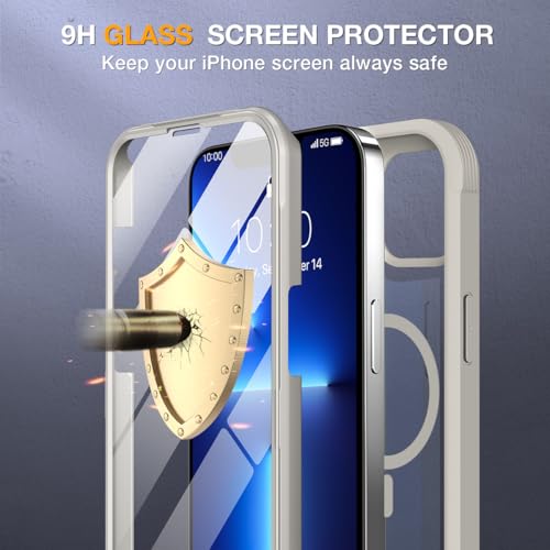 Image of Miracase for iPhone 13 Pro Case 6.1 inch,Full-Body Protection,Clear Bumper Case with Built-in 9H Tempered Glass Screen Protector,Military-Grade Drop Protection Outdoor Phone Case for 13 Pro,Titanium