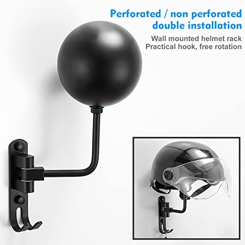 Suporte de capacete de motocicleta, suporte de capacete de rotação de 180 graus de montagem na pared