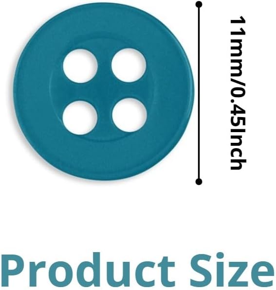 Teal Sewing Plastic Buttons – 18L (11.5mm / 0.45”) Round 4-Hole, Pack of 12 – Durable Buttons for Shirts, Pants, Coats, Dresses, Crafts & DIY Sewing Projects image 4