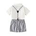 Baby Boys Gentleman Outfits Suits, Infant Short Sleeve Shirt+Bib Pants+Bow Tie Overalls...