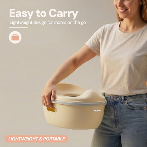 Image of Baybee 3 in 1 Baby Potty Training Seat for Kids 1-5 Years | Toddler Baby Potty Seat Chair with Removable Tray & Anti Slip Base | Portable Toilet Training Potty Seat with Step Stool for kids (Ivory)