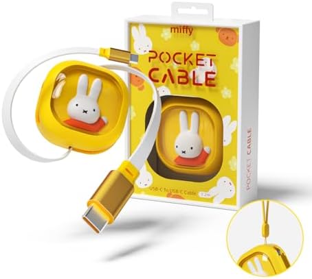 Miffy Charger Pocket Cable 65W 3.9ft USB-C to USB C, Type C Charging Cable Fast Charge (Yellow)