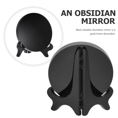 Beavorty Obsidian Scrying Mirror with Stand 5.31In Black Circle Disc for Meditation Divination Home Decor Bedroom Living Room Tabletop Display by Beavorty - Image 6