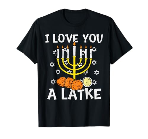 Ti amo Un Latke Menorah ebraico Hanukkah Chanukah PJs Maglietta