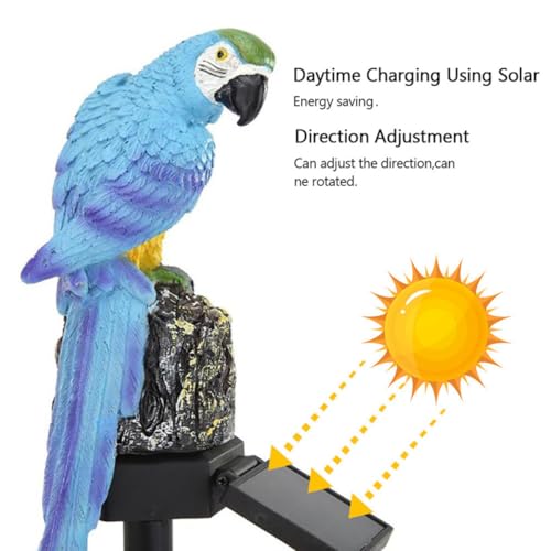 Lámpara solar para exterior TEHAUX de resina resistente con diseño de loro azul. 7