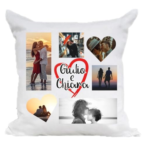 Cuscino Personalizzato con Nomi e Foto, Retro con Ti Amo,