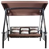 Sunnydaze 3-Seat Patio Swing with Steel Frame and...