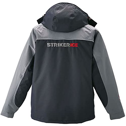 Striker Ice Men\'s Cold Weather Fishing Waterproof Trekker Jacket, Black/Gray, X-Large