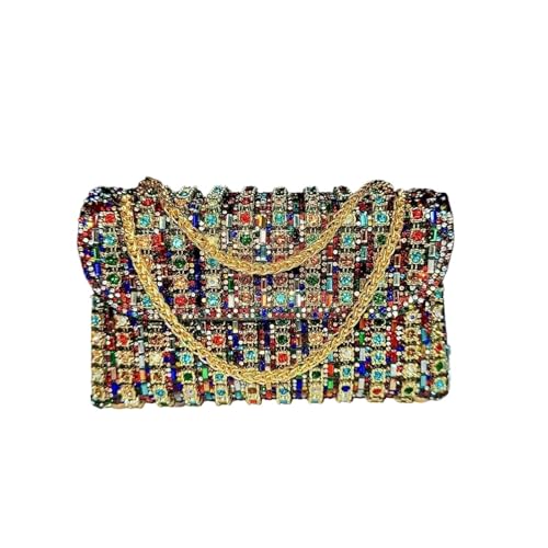 Sac à main chaîne raffiné en portefeuille diamant rectangulaire aux finitions haute couture