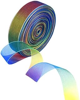 Rainbow Colors Shimmer Sheer Organza Ribbon for Trimming Gift DIY Crafts Wedding Party Festival Decor Supplies (25MM/45M/1Roll)