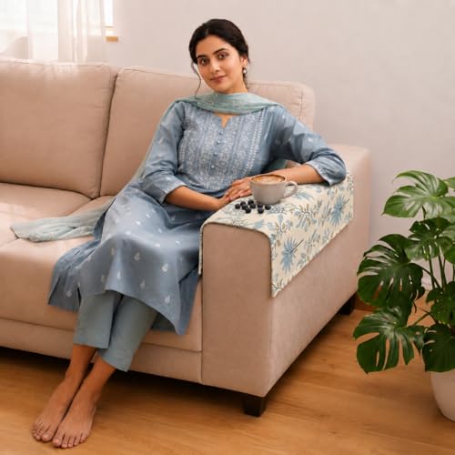 Image of STITCHNEST 'Eden Weaves Collection Series' Sofa Armrest Cover | Elegant Woven Fabric, Washable & Durable for Modern Living (18 x 22 Inches)